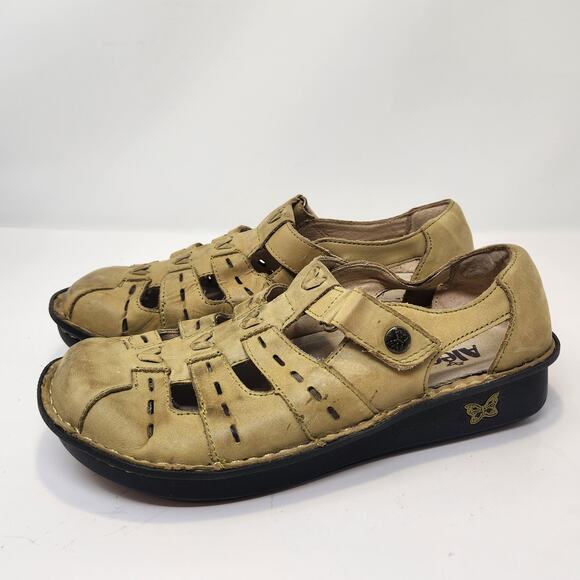 Alegria Womens Pesca Sage Green Leather Clogs Size 37 US 6.5 Comfort Shoes - Picture 4 of 8